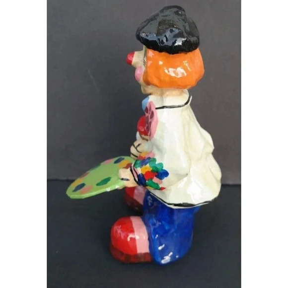 Vintage 1980's Paper Mache (Funny) Painting Clown Table Top Statue Art - Picture 3 of 5
